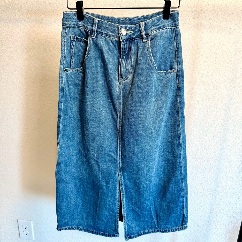 Blue Denim Midi Skirt size 160 or XS Lightly Used